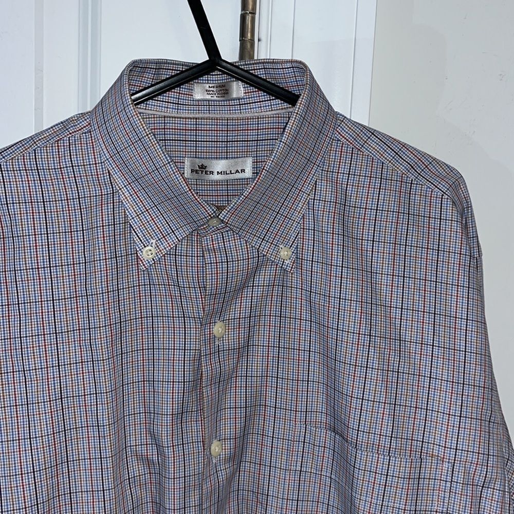 Men’s Cotton Peter Millar Rainbow multicolor check plaid men’s work shirt M